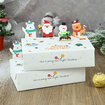 5vnt Linksmų Kalėdų Kraft Popierinių saldainių dovanų dėžutė Animacinių filmų sausainių dėžutė Kalėdinio vakarėlio dekoravimas 2024 m. 