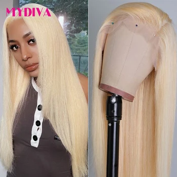 613 Medaus blondinės nėriniai priekyje Žmogaus plaukų perukai moterims Brazilijos straigh plaukai 150% 180% 250% skaidrus hd nėrinių priekinis perukas
