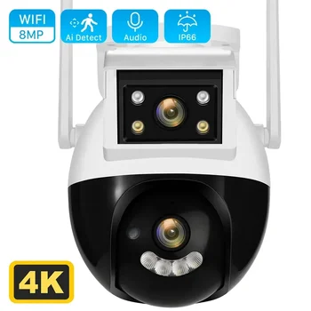 8MP 4K Dvigubas objektyvas Wifi PTZ kamera Live Dual Screen Ai Automatinis žmogaus aptikimo sekimas Lauko IP kamera Vaizdo stebėjimo kamera