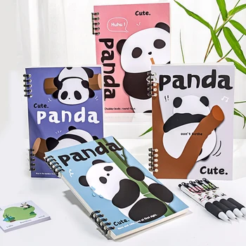 A5/B5 nuimamas palaidų lapų sąsiuvinis,mielas Panda PP viršelis,60 lapų/knyga,Biuro studijų dienoraštis QP-30