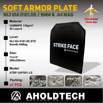 Aholdtech PS01-LE NIJ IIIA 3A Soft Armor Plate Balistinė liemenė Neperšaunama kuprinė Balistinė lenta Didžiosios plokštės 11x14