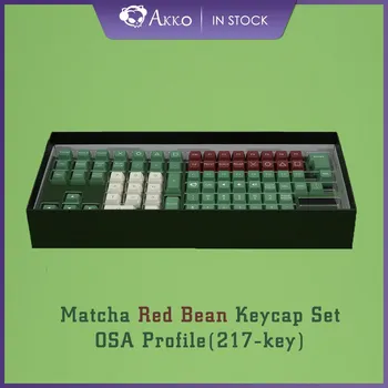 Akko Matcha Red Bean Keycap Set 217-key PBT Double-Shot OSA Profile Mechaniniai klaviatūros klavišų dangteliai, suderinami su ISO išdėstymais