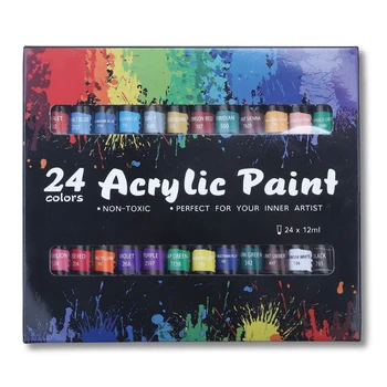 Akrilinių dažų rinkinys 24 spalvotas 12ml netoksiškas neblunkantis pigmentas vaikams Suaugusiems pradedantiesiems profesionaliems menininkams