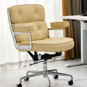 Alefye kėdės Metalinis karkasas Ergonomiškas kabinetas gali būti pasuktas porankiais Studijų kompiuteris Moderni paprasta odinė boso kėdė