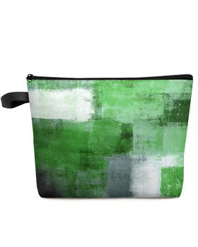Aliejinė tapyba Abstrakti geometrinė žalia makiažo krepšys Maišelis Kelionės būtiniausi daiktai Moteriški kosmetikos krepšiai Organizatorius Saugojimas Pieštukų dėklas