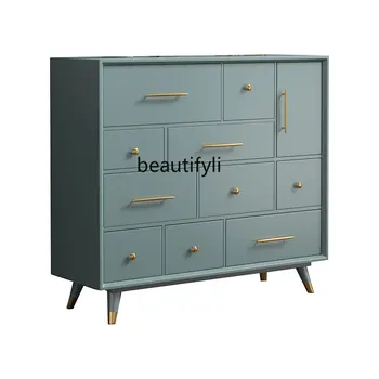 American Bedroom 10-Drawer Solid Wood Storage Cabinet Light Luxury Side Cabinet Įėjimo spintelė Svetainės spintelė