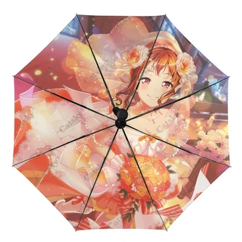 Anime BanG Sapnas! Umbrella Rain Women 3 sulankstomas visiškai automatinis skėtis apsauga nuo saulės lauko kelionių įrankis Parapluie