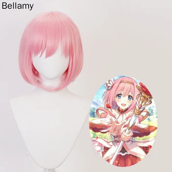Anime Princess connect ReDive YUI Cosplay plaukų drabužiai Rožinis trumpas Cosplay perukas + perukas