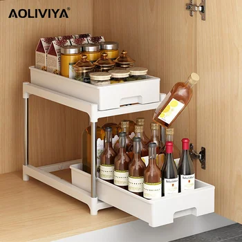AOLIVIYA virtuvės kriauklės spintelė stalčių stovas ištraukiamas prieskonių butelių stovas vaisių ir daržovių užkandžių lentyna vonios kambario laikymo lentyna