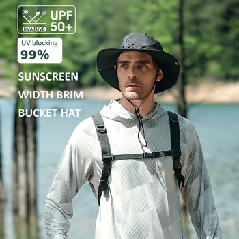 Apsaugos nuo saulės žvejo kaušo kepurė Vasaros lauko kempingas Žvejyba Laipiojimas anti UV didelis kraštas Sunhat kvėpuojantis skėčio dangtelis
