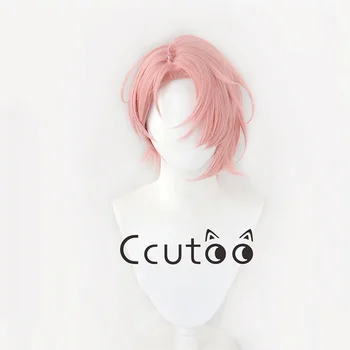 Aster Cosplay Wig Game Nu: Carnival Aster Short Pink Heat Resistant Synthetic Halloween Party Wigs Pelucas + Wig Cap