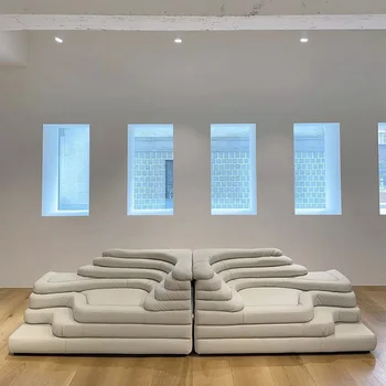 Atlošiama odinė sofa-lova Relax modulis Neįprastas sofos modulinis suaugusiems Dizaineris Tingus Ergonomiškas