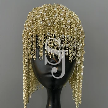 Auksiniai cirkonio akmenys Kutai Grandininiai perukai Galvos apdangalai Moterų galvos ornamentas Gogo šokėjų kostiumai Festivalio apranga Scenos aksesuarai XS6303