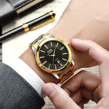 Auksiniai vyriški kvarciniai laikrodžiai Nerūdijančio plieno prabangaus prekės ženklo kalendorius Vyriškas rankinis laikrodis Relogio Masculino часы мужские наручные montre