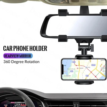 Automobilio galinio vaizdo telefono laikiklis 360 laipsnių pasukimas universaliam mobiliojo telefono stovui Automobilio veidrodėlis Pritvirtinkite telefono laikiklius