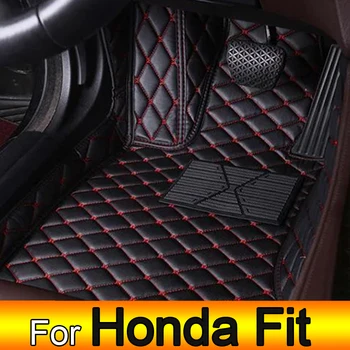 Automobilių grindų kilimėliai Honda Fit Jazz GK3 4 5 6 7 2014~2020 Kiliminis kilimėlis Prabangus odinis kilimas Salono dalys Automobilių aksesuarai GH7 GP5 6