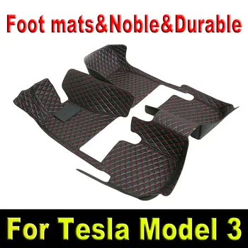 Automobilių grindų kilimėliai Tesla Model 3 2019 2020 2021 Custom Auto Foot Pads Automobile Carpet Cover interjero aksesuarai