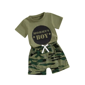 Baby Boy Vasariniai drabužiai Mamytė Tėtis Baby Boy marškinėliai Kamufliažiniai šortai Kūdikis Mažylis Berniukas Aprangos komplektas