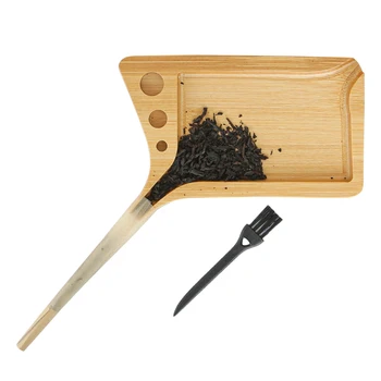 Bambuko valcavimo padėklas Maži mediniai valcavimo padėklai Mini riedėjimo paviršiaus cigarečių dėklas su 1 iš anksto valcuotu kūgiu ir 1 valymo šepetėliu