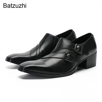 Batzuzhi 2022 Nauji vyriški batai rankų darbo aukštos kokybės natūralios odos suknelės batai vyrams Juodi verslo batai, dideli dydžiai 38-47!