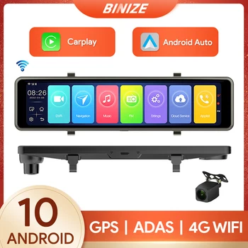 Binize 11.26 colių automobilio prietaisų skydelio įrašymo įrenginys Galinio vaizdo veidrodėlis Android 10.0 4G+64G Carplay Android Auto jutiklinis ekranas