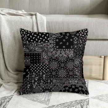 Black Paisley Bandana audinio patchwork Paisley stiliaus poliesterio pagalvėlės dangtelis namų dekoratyviniams plaunamiems cojines decorativos