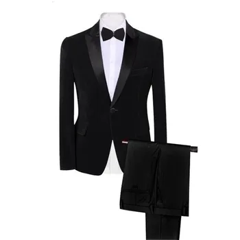 Black Velvet vyriškas kostiumas Siuvamos mados striukės Naujo stiliaus kelnės Blazer Naujausias palto dizainas Oficialus verslo žieminis švarkas