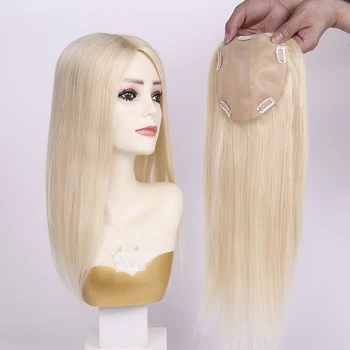 Blonde Hair Topper Clip In Toupee 15x16CM Middle Part Sraight Hair Topper Hairpiece for Women Hair Slinkimas Retinantys plaukai