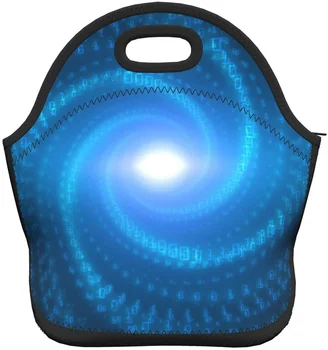 Blue Spiral Vortex Texture Neoprene Lunch Bag Boxes,Patvarios terminio krepšio organizatorius Aušintuvas Bento krepšiai Priešpiečių dėžutė Rankinė