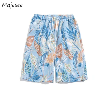 Board Shorts Men Baggy M-3XL Holiday Beach Style Hawaiian Summer Wide Leg Kelnės Fashion Teens Y2k Drabužiai Breathable Casual