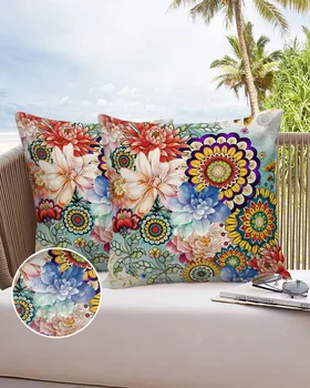 Bohemijos mandalos gėlė 2/4PCS Lauko pagalvės užvalkalas Neperšlampamas sofos pagalvės užvalkalas Sodo terasos pagalvėlės užvalkalai Namų dekoras