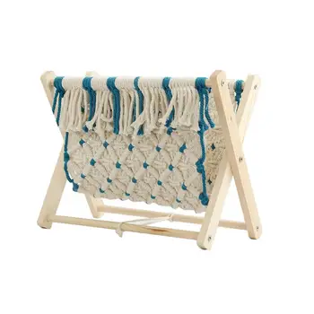 Boho MacrameRack Nordic Cotton Woven Book Holder Room Decor Color Matching Rope Braided Storage Rack Foto Props