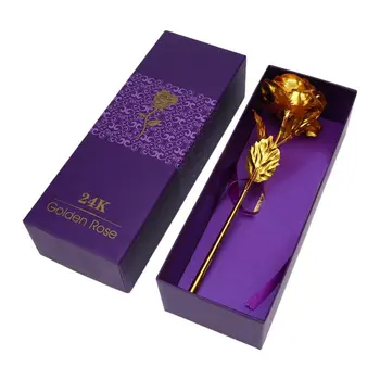 Creative 24k Gold Foil Plated Rose Creative Gifts Lasts Forever Rose for Lover's Wedding Christmas Day Gifts