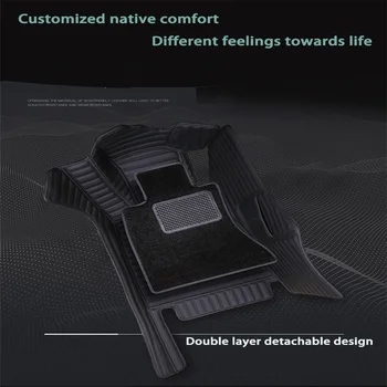 Custom Double Layer Leather Car Foot Mat skirtas Tesla Model-3 Model-S Model-X Model Y Auto Priedai