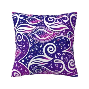 Custom Paisley Bohemian Breeze Art Pillow Cover Decoration 3D Double Side Printed Purple And Blue Cushion Cover for Car