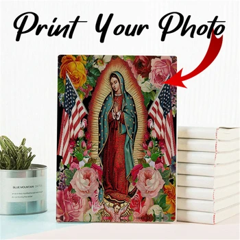 Custom Photo Journal Personalized Notebook American Flag Lady Of Guadalupe Book Retro Diary Office School Stationery POD