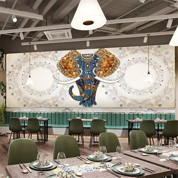 Custom Southeast Asia Tailando tapetai svetainei dramblys atogrąžų restoranas namų dekoravimas 3D tapetai viešbučio dekoravimas