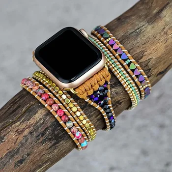 Custom Strap for Apple Watch Band Ultra 44/40mm Iwatch 42/38mm Luxury Jewelry Moteriškos diržo dervos apyrankė serijai 5 4 3 Se 7 8