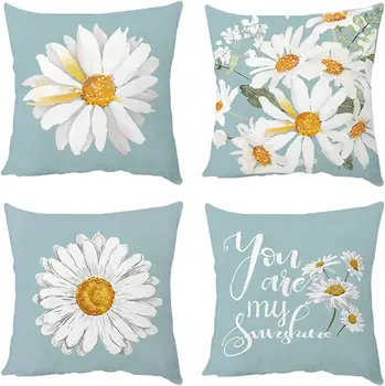 Daisy Lino pagalvėlės užvalkalas, Rudens dekoro pagalvės užvalkalas sofai Lova Sodas Lauko namų dekoro pagalvių užvalkalai dekoratyviniai 40x40 50x50