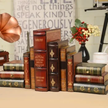 Dekoracijos Dėžutės stovas europietiško stiliaus knygų papuošalai Studija Knygų lentynos saugojimas Netikras medinis knygnešys Retro knygų modeliavimas