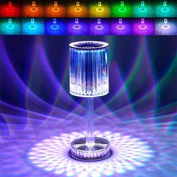 Diamond Crystal LED stalinė lempa Projekcinė dekoracija Naktinės šviesos stalinės lempos miegamajame Naktinis baras Šviestuvai Šviestuvai Naktinė lempa