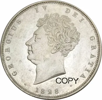 Didžioji Britanija 1/2 Karūna Jurgis IV 1828 Cupronickel Plated Silver Copy Coin