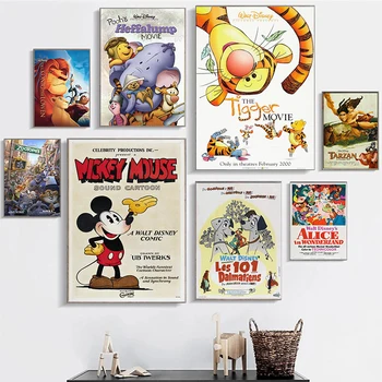 Disney Animacinis filmas Peliukas Mikis Liūtas Karalius Sienų meno drobė Tapyba Šiaurės šalių plakatai ir spaudiniai Sieniniai paveikslėliai svetainės dekorui