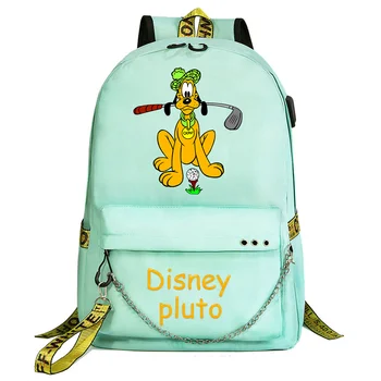 Disney Cartoon Pluto Dog USB kuprinė Mokyklinis krepšys Nešiojamas kompiuteris Kuprinė Moterys Vyrai Kuprinė Kelioninės dieninės kuprinės Grandininė kuprinė Mochilas