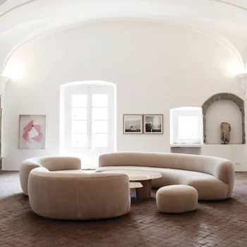 Dizainerių lankiniai baldai Nordic villa fotostudija lambswool sofa