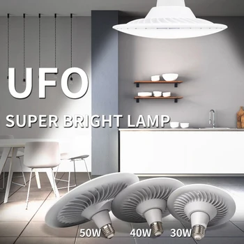 E27 UFO LED lemputė Lemputė Šviesa nuimama prožektorių lemputė AC85-265V Šaltai balta 30W 40W 50W garažo miegamojo vidaus apšvietimo lubų lempa