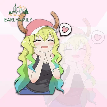 EARLFAMILY 13cm x 7.7cm for Lucoa Chibi Cute Car Stickers Vinyl Anime Sunscreen Decal Laptop Windshield Waterproof Campervan