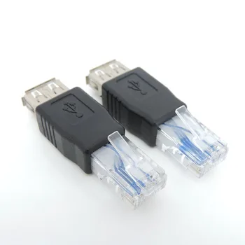 Ethernet į USB adapteris RJ45 Ethernet Male to USB Female Converter 10Mb/100Mbs tinklo jungtis nešiojamiesiems kompiuteriams