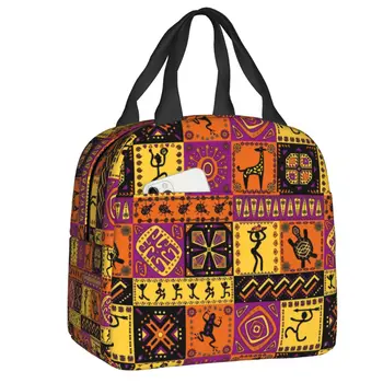 Etniniai tautiniai modeliai Termiškai izoliuotas pietų krepšys Moterys Afrikos menas Daugkartinis pietų indas mokyklos daiktams laikyti Maisto dėžutė