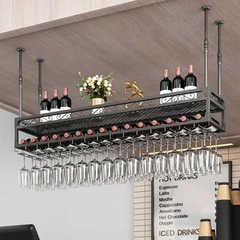 Europos pakabinamas vyno laikiklis Juodasis metalas Prabangus baras Vyno stovas ant sienos montuojamas Estante Para Botellas De Vino Namų dekoravimas